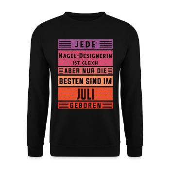 Nagelstudio Geburtstag Juli geboren - Unisex Pullover - Schwarz - Vorne - Alina (178cm) & Michal (187cm)