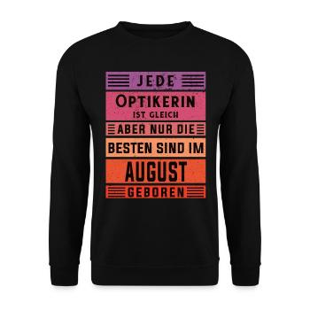 Optikerin Geburtstag August geboren Handwerker - Unisex Pullover - Schwarz - Vorne - Alina (178cm) & Michal (187cm)