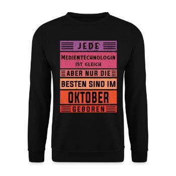 Drucker Geburtstag Oktober geboren - Unisex Pullover - Schwarz - Vorne - Alina (178cm) & Michal (187cm)