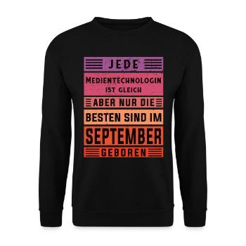 Drucker Geburtstag September geboren - Unisex Pullover - Schwarz - Vorne - Alina (178cm) & Michal (187cm)