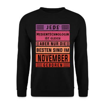 Drucker Geburtstag November geboren - Unisex Pullover - Schwarz - Vorne - Alina (178cm) & Michal (187cm)