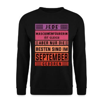 Geburtstag September geboren Anlagen und - Unisex Pullover - Schwarz - Vorne - Alina (178cm) & Michal (187cm)