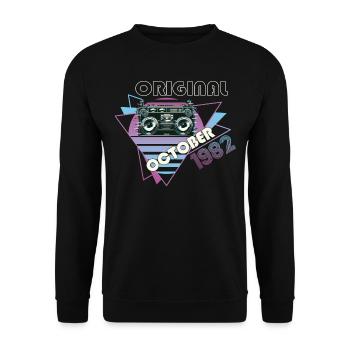 Vintage 1982 40 Cadeau Anniversaire Rétro Cassette - Sweat-shirt Unisexe - noir - Devant - Alina (178cm) & Michal (187cm)