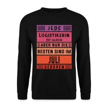 Logistik Geburtstag Juli geboren Logistikerin - Unisex Pullover - Schwarz - Vorne - Alina (178cm) & Michal (187cm)
