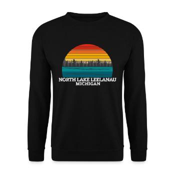 North Lake Leelanau Michigan - Unisex Sweatshirt - black - Front - Alina (178cm) & Michal (187cm)