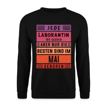 Chemiker Geburtstag Mai geboren Laborantin - Unisex Pullover - Schwarz - Vorne - Alina (178cm) & Michal (187cm)
