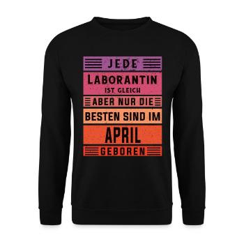 Chemiker Geburtstag April geboren Laborantin - Unisex Pullover - Schwarz - Vorne - Alina (178cm) & Michal (187cm)