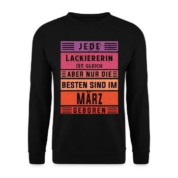 Maler Anstreicher Geburtstag März geboren - Unisex Pullover - Schwarz - Vorne - Alina (178cm) & Michal (187cm)