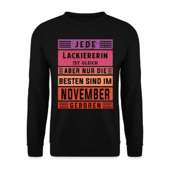 Maler Anstreicher Geburtstag November geboren - Unisex Pullover - Schwarz - Vorne - Alina (178cm) & Michal (187cm)