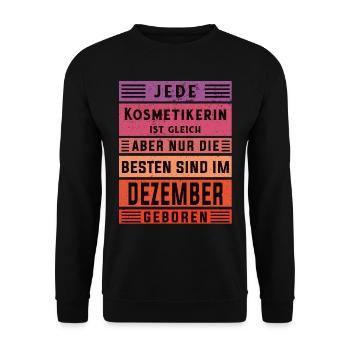 Maskenbildner Geburtstag Dezember geboren - Unisex Pullover - Schwarz - Vorne - Alina (178cm) & Michal (187cm)