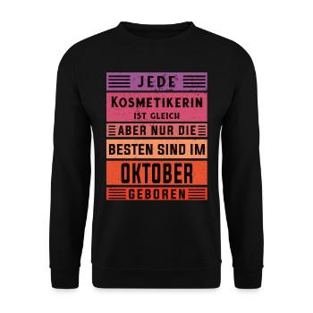Maskenbildner Geburtstag Oktober geboren - Unisex Pullover - Schwarz - Vorne - Alina (178cm) & Michal (187cm)