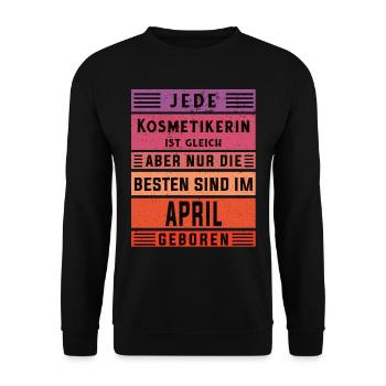 Maskenbildner Geburtstag April geboren - Unisex Pullover - Schwarz - Vorne - Alina (178cm) & Michal (187cm)
