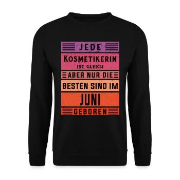 Maskenbildner Geburtstag Juni geboren Kosmetikerin - Unisex Pullover - Schwarz - Vorne - Alina (178cm) & Michal (187cm)