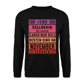 Gastronom-Wirt Geburtstag November geboren - Unisex Pullover - Schwarz - Vorne - Alina (178cm) & Michal (187cm)