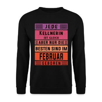 Gastronom-Wirt Geburtstag Februar geboren - Unisex Pullover - Schwarz - Vorne - Alina (178cm) & Michal (187cm)