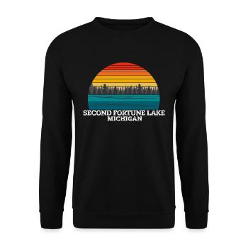 Second Fortune Lake Michigan - Unisex Pullover - Schwarz - Vorne - Alina (178cm) & Michal (187cm)