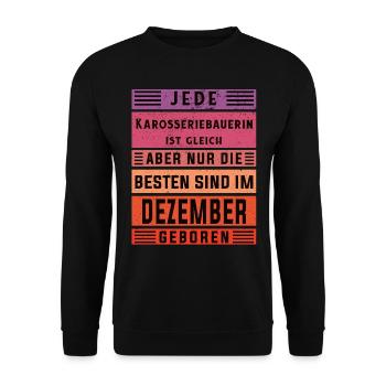 Autoschlosser Geburtstag Dezember geboren - Unisex Pullover - Schwarz - Vorne - Alina (178cm) & Michal (187cm)
