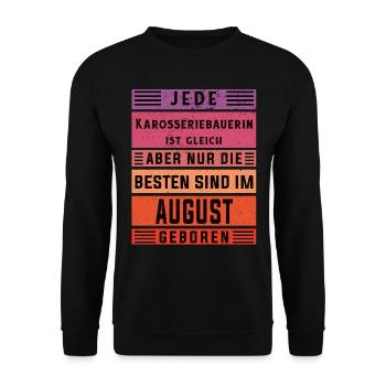 Autoschlosser Geburtstag August geboren - Unisex Pullover - Schwarz - Vorne - Alina (178cm) & Michal (187cm)
