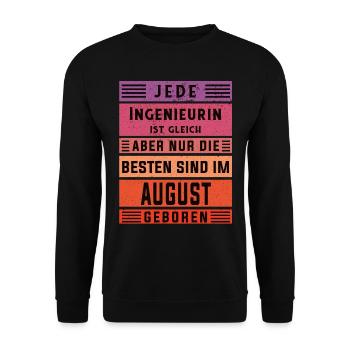Ingenieurin Geburtstag August geboren Ingenieurin - Unisex Pullover - Schwarz - Vorne - Alina (178cm) & Michal (187cm)