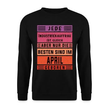 Kaufmann Geburtstag April geboren - Unisex Pullover - Schwarz - Vorne - Alina (178cm) & Michal (187cm)