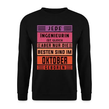 Ingenieurin Geburtstag Oktober geboren - Unisex Pullover - Schwarz - Vorne - Alina (178cm) & Michal (187cm)