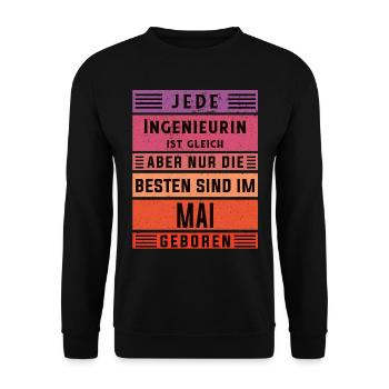Ingenieurin Geburtstag Mai geboren Ingenieurin - Unisex Pullover - Schwarz - Vorne - Alina (178cm) & Michal (187cm)