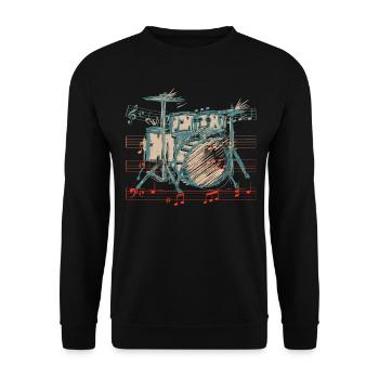 Batterie Batteur Musicien Batteur - Sweat-shirt Unisexe - noir - Devant - Alina (178cm) & Michal (187cm)