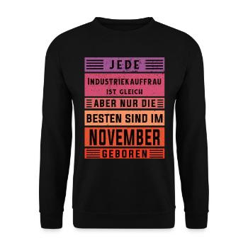 Kaufmann Geburtstag November geboren - Unisex Pullover - Schwarz - Vorne - Alina (178cm) & Michal (187cm)