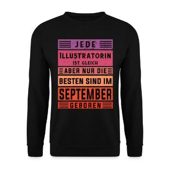 Designer Geburtstag September geboren - Unisex Pullover - Schwarz - Vorne - Alina (178cm) & Michal (187cm)