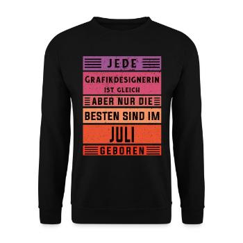 Illustrator Geburtstag Juli geboren - Unisex Pullover - Schwarz - Vorne - Alina (178cm) & Michal (187cm)