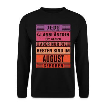 Glaserei Geburtstag August geboren Glasbläserin - Unisex Pullover - Schwarz - Vorne - Alina (178cm) & Michal (187cm)