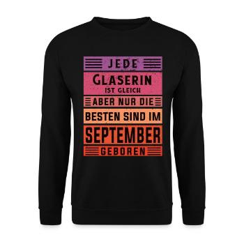 Glaserinei Geburtstag September geboren Glaserin - Unisex Pullover - Schwarz - Vorne - Alina (178cm) & Michal (187cm)