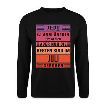 Glaserei Geburtstag Juli geboren Glasbläserin - Unisex Pullover - Schwarz - Vorne - Alina (178cm) & Michal (187cm)