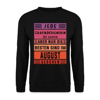 Illustrator Geburtstag August geboren - Unisex Pullover - Schwarz - Vorne - Alina (178cm) & Michal (187cm)