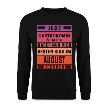Restaurant Wirt Geburtstag August geboren - Unisex Pullover - Schwarz - Vorne - Alina (178cm) & Michal (187cm)