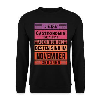 Restaurant Wirt Geburtstag November geboren - Unisex Pullover - Schwarz - Vorne - Alina (178cm) & Michal (187cm)