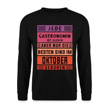 Restaurant Wirt Geburtstag Oktober geboren - Unisex Pullover - Schwarz - Vorne - Alina (178cm) & Michal (187cm)
