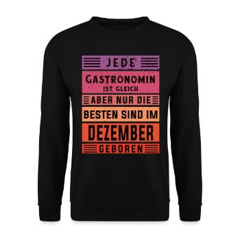 Restaurant Wirt Geburtstag Dezember geboren - Unisex Pullover - Schwarz - Vorne - Alina (178cm) & Michal (187cm)