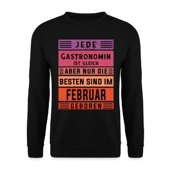 Restaurant Wirt Geburtstag Februar geboren - Unisex Pullover - Schwarz - Vorne - Alina (178cm) & Michal (187cm)
