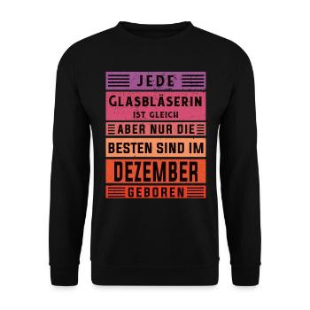 Glaserei Geburtstag Dezember geboren Glasbläserin - Unisex Pullover - Schwarz - Vorne - Alina (178cm) & Michal (187cm)