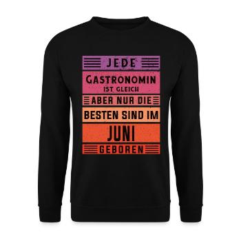 Restaurant Wirt Geburtstag Juni geboren - Unisex Pullover - Schwarz - Vorne - Alina (178cm) & Michal (187cm)