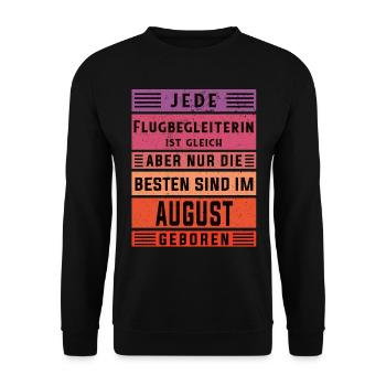 Piloten Geburtstag August geboren Flugbegleiterin - Unisex Pullover - Schwarz - Vorne - Alina (178cm) & Michal (187cm)