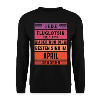 Flugzeug-Lotse Geburtstag April geboren Fluglotsin - Unisex Pullover - Schwarz - Vorne - Alina (178cm) & Michal (187cm)