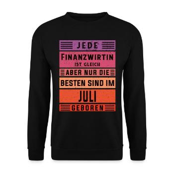Finanzamt Geburtstag Juli geboren Finanzwirtin - Unisex Pullover - Schwarz - Vorne - Alina (178cm) & Michal (187cm)
