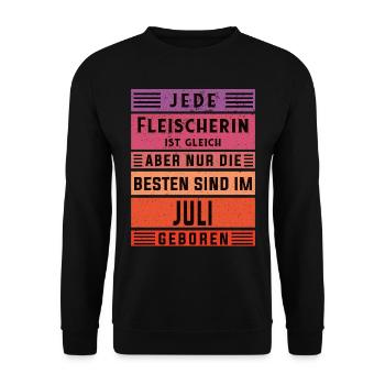 Metzger Geburtstag Juli geboren Fleischerin - Unisex Pullover - Schwarz - Vorne - Alina (178cm) & Michal (187cm)