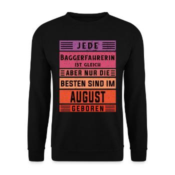 Bagger-Fahrer Geburtstag August geboren - Unisex Pullover - Schwarz - Vorne - Alina (178cm) & Michal (187cm)