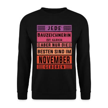 Ingenieur Geburtstag November geboren - Unisex Pullover - Schwarz - Vorne - Alina (178cm) & Michal (187cm)
