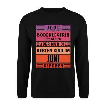 Parkett-Teppich Geburtstag Juni geboren - Unisex Pullover - Schwarz - Vorne - Alina (178cm) & Michal (187cm)