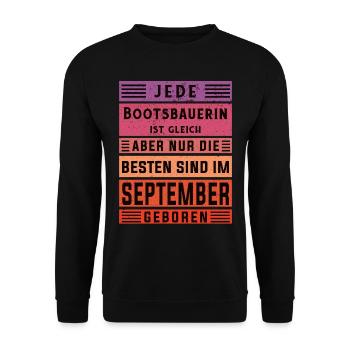 Schiffbauer Geburtstag September geboren - Unisex Pullover - Schwarz - Vorne - Alina (178cm) & Michal (187cm)