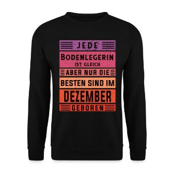 Parkett-Teppich Geburtstag Dezember geboren - Unisex Pullover - Schwarz - Vorne - Alina (178cm) & Michal (187cm)